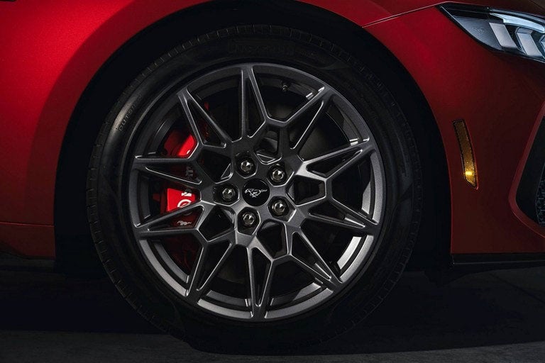 2024 Ford Mustang® model with a close-up of a wheel and brake caliper | Plantation Ford in Plantation FL