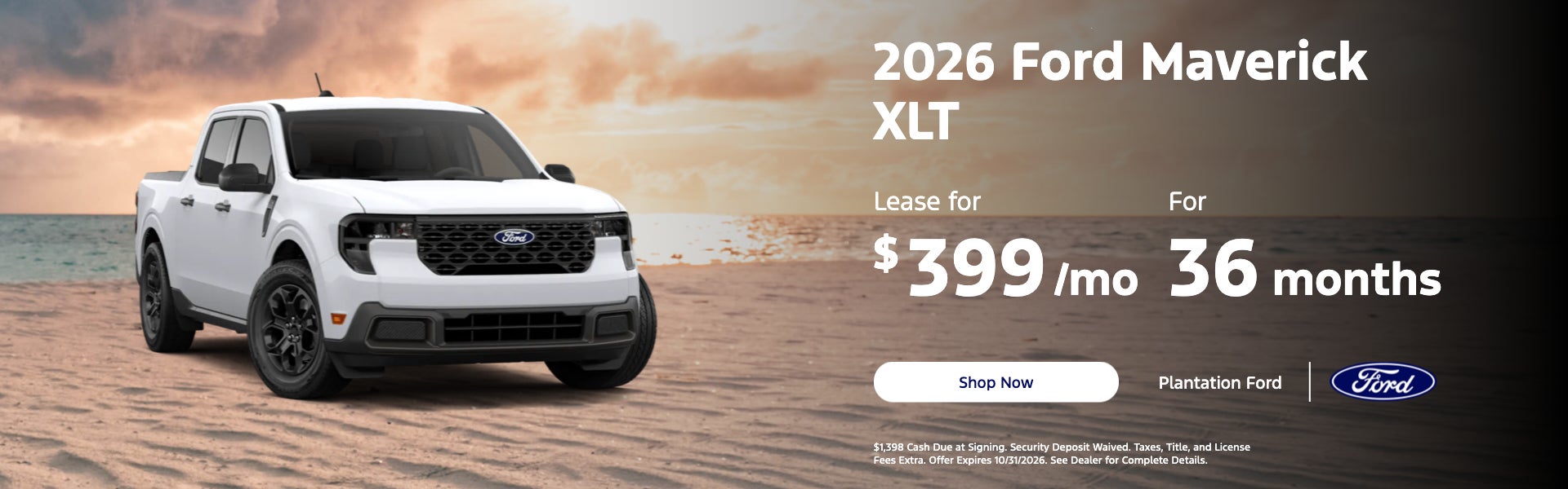 Ford Maverick XLT Lease for $399/mo. for 36 months
